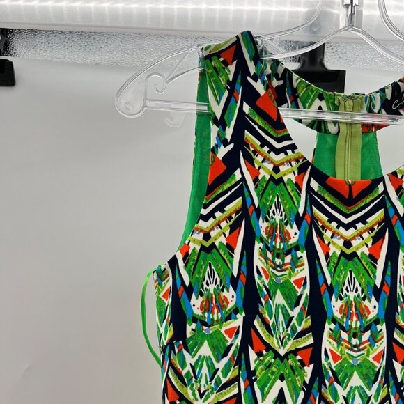 C Luce Women's Sleeveless A-Line Dress Lime/Multi Cut Out Back Size Small - Picture 3 of 9